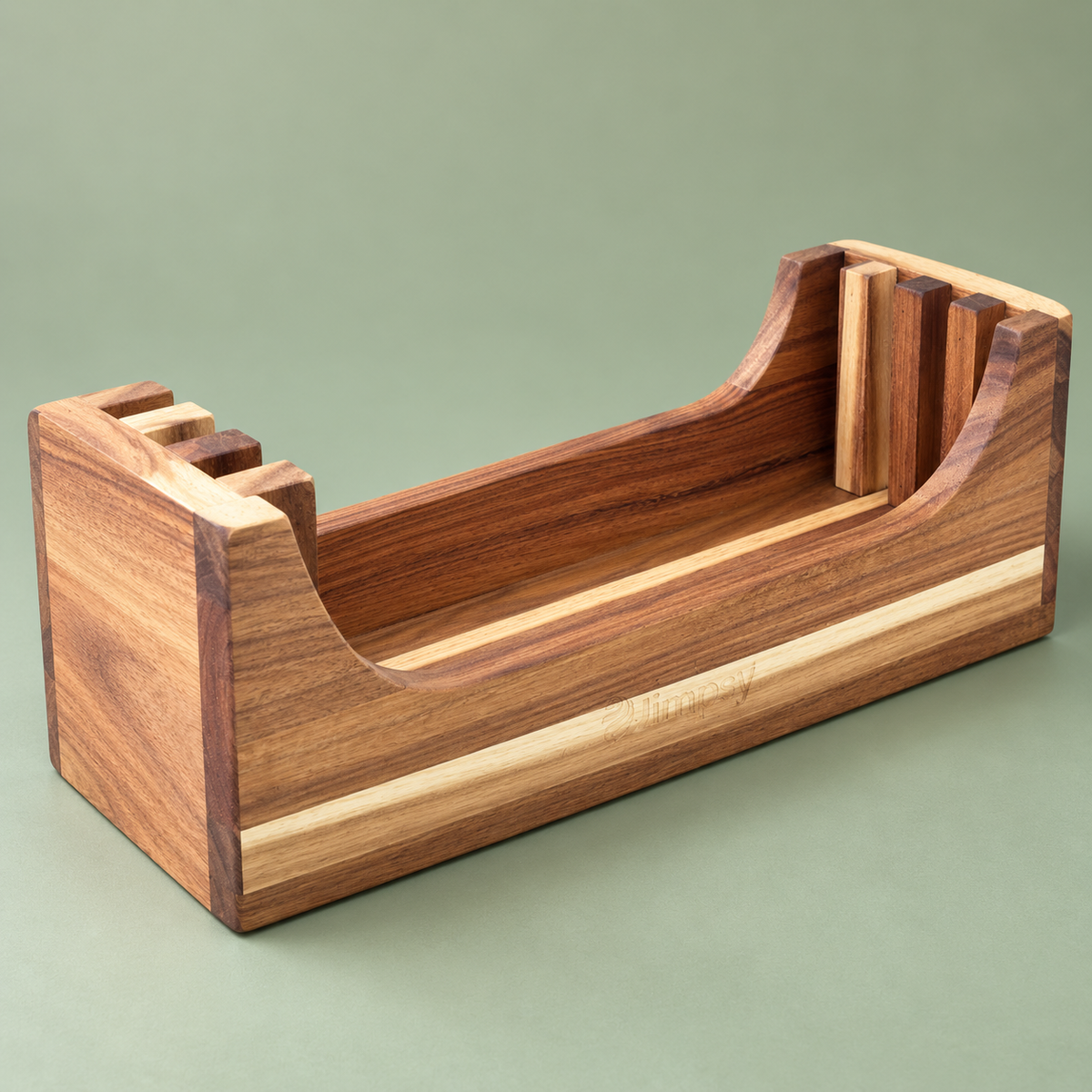 Acacia Wood Chopping Board Set of 4 with Storage Stand & Food Tabs