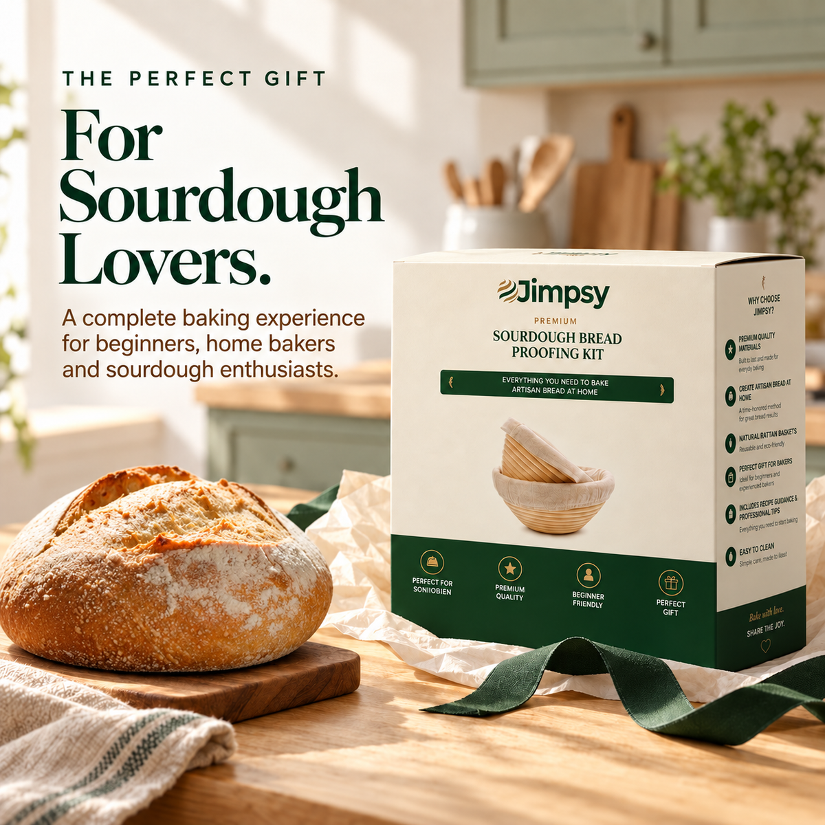 33 Piece Complete Sourdough Bread Making Kit with Proofing Baskets