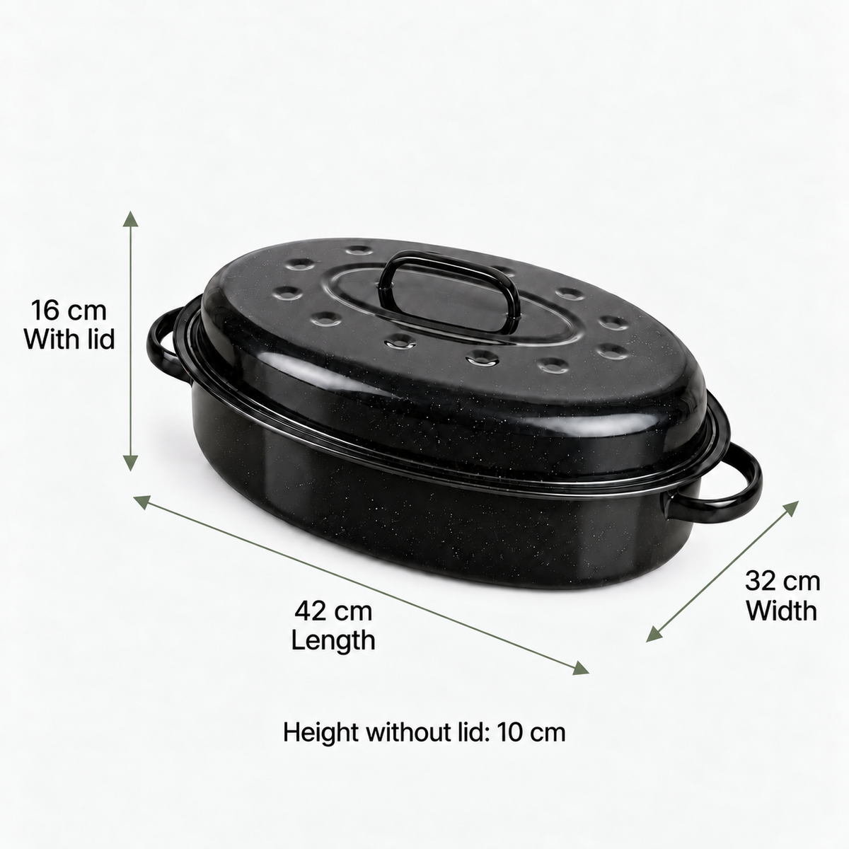 Enamel Roasting Tin with Self Basting Lid, 42cm, 7L