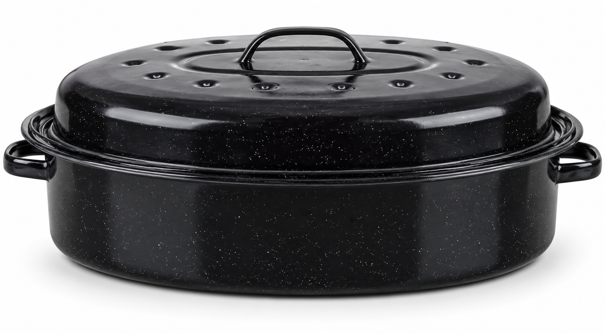Enamel Roasting Tin with Self Basting Lid, 42cm, 7L