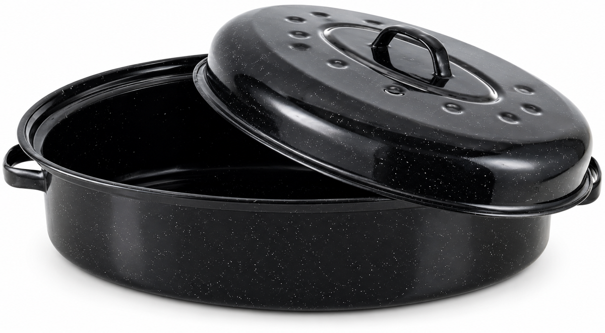 Enamel Roasting Tin with Self Basting Lid, 42cm, 7L