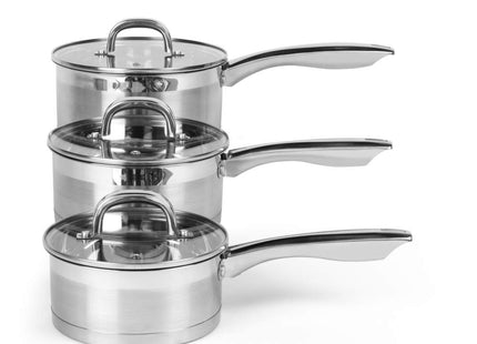 Salter Timeless Collection 3-Piece Stainless Steel Saucepan Set with Glass Lids