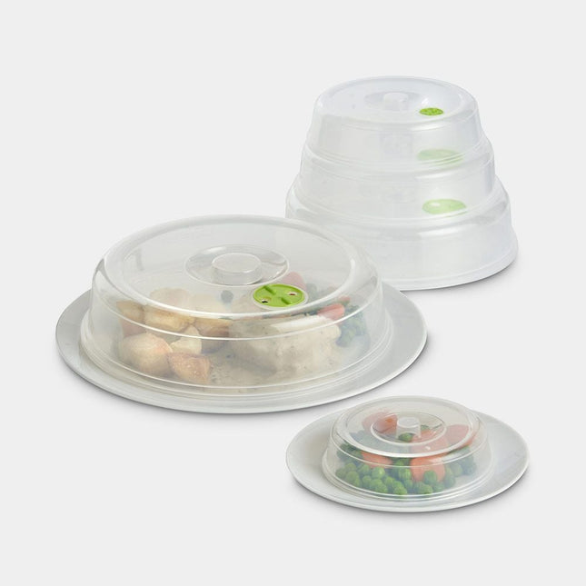 VonShef Microwave Food Plate Covers – 5 Piece Stackable Plastic Lid Set