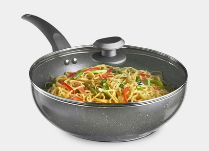 VonShef 28cm Marble Wok – Non-Stick Aluminium Stir Fry Pan with Lid