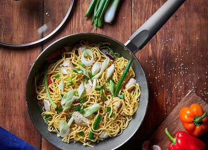 VonShef 28cm Marble Wok – Non-Stick Aluminium Stir Fry Pan with Lid