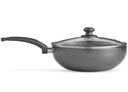 VonShef 28cm Marble Wok – Non-Stick Aluminium Stir Fry Pan with Lid