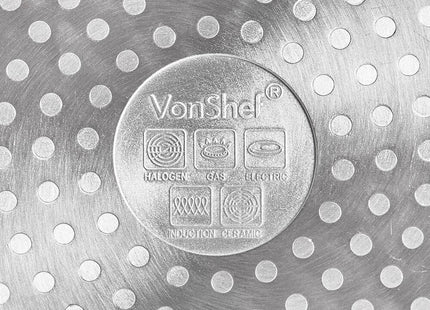 VonShef 28cm Marble Wok – Non-Stick Aluminium Stir Fry Pan with Lid