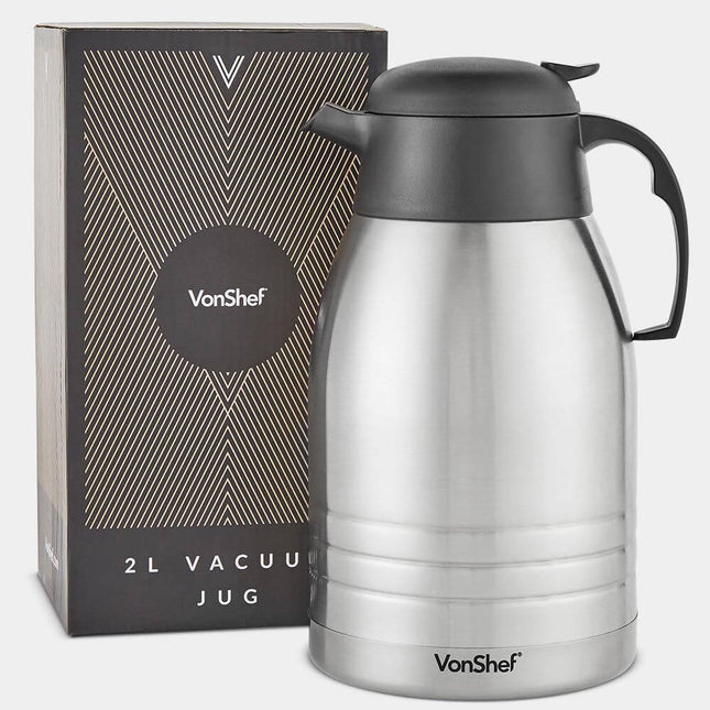 VonShef 2L Stainless Steel Vacuum Jug – Double Wall Insulated Flask