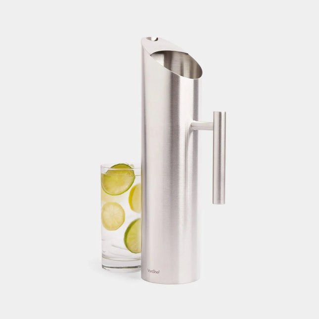 VonShef 1.7L Brushed Steel Water Pitcher – Stainless Steel Jug