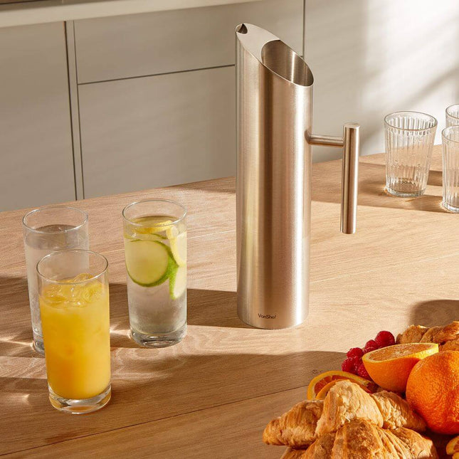 VonShef 1.7L Brushed Steel Water Pitcher – Stainless Steel Jug