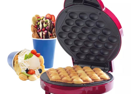 Giles & Posner Bubble Waffle Maker – Red, Non-Stick Plates, Cool-Touch Handle, 1000W