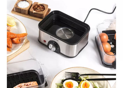 Salter EK5885 Compact 3-Tier Food Steamer – Stainless Steel & Black, 3L