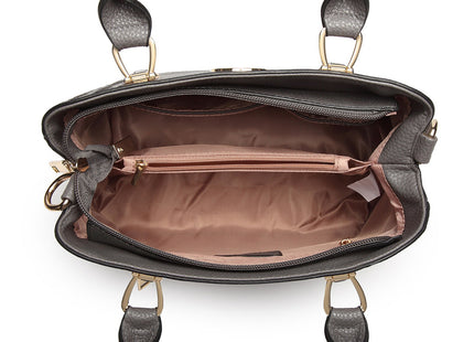 Miss Lulu Leather Look Weave Effect Shoulder Bag – Grey