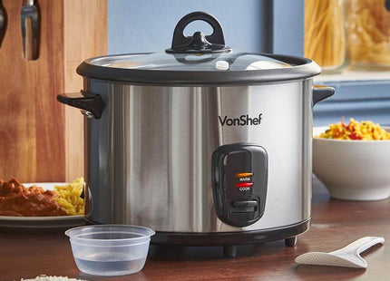 VonShef 1.8L Rice Cooker & Steamer, with Keep Warm Function 700W  – Silver