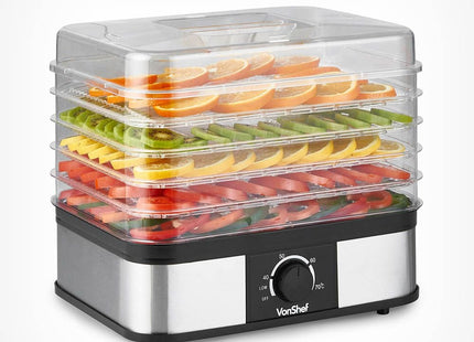 VonShef 5 Tier Food Dehydrator – Adjustable Control for Fruits, Meats, Herbs