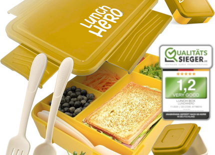 LUNCHHERO Kids Bento Lunch Box with Compartments & Cutlery