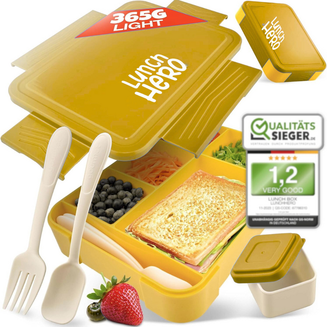 LUNCHHERO Kids Bento Lunch Box with Compartments & Cutlery
