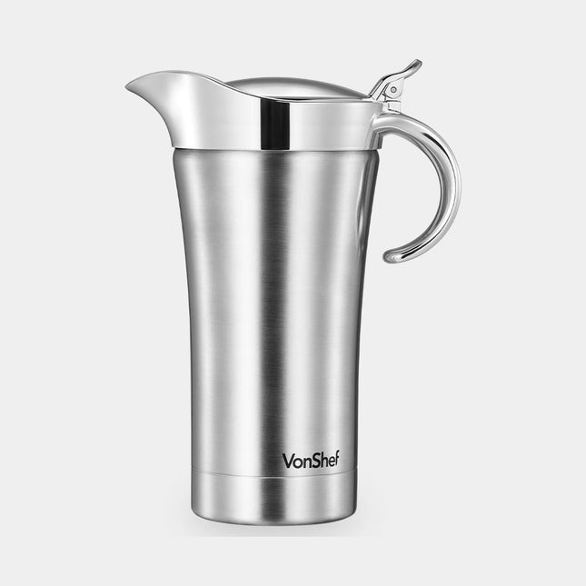 VonShef Insulated Gravy Jug with Lid – 1L Stainless Steel Thermal Sauce Server