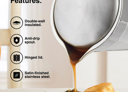 VonShef Insulated Gravy Jug with Lid – 1L Stainless Steel Thermal Sauce Server