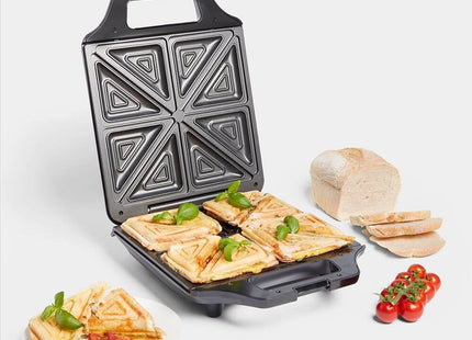 VonShef 4 Slice Deep Fill Sandwich Maker – Non-Stick - 1600W Black