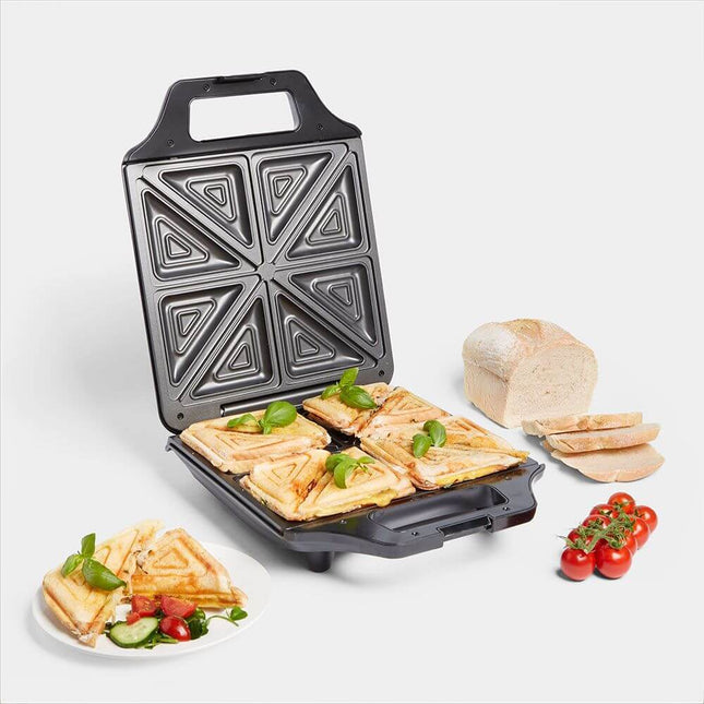 VonShef 4 Slice Deep Fill Sandwich Maker – Non-Stick - 1600W Black