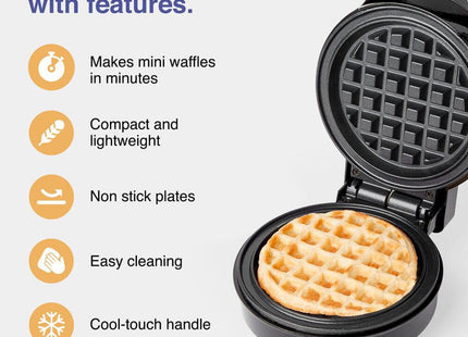 VonShef 600W Mini Waffle Maker – Compact Non-Stick Waffle Iron