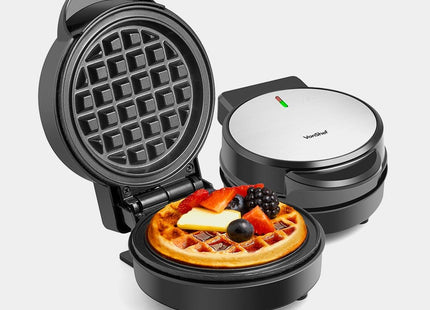 VonShef 600W Mini Waffle Maker – Compact Non-Stick Waffle Iron