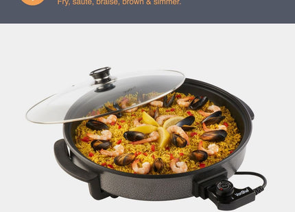 VonShef Electric Round Multi Cooker – 42cm Non-Stick Skillet – 1500W