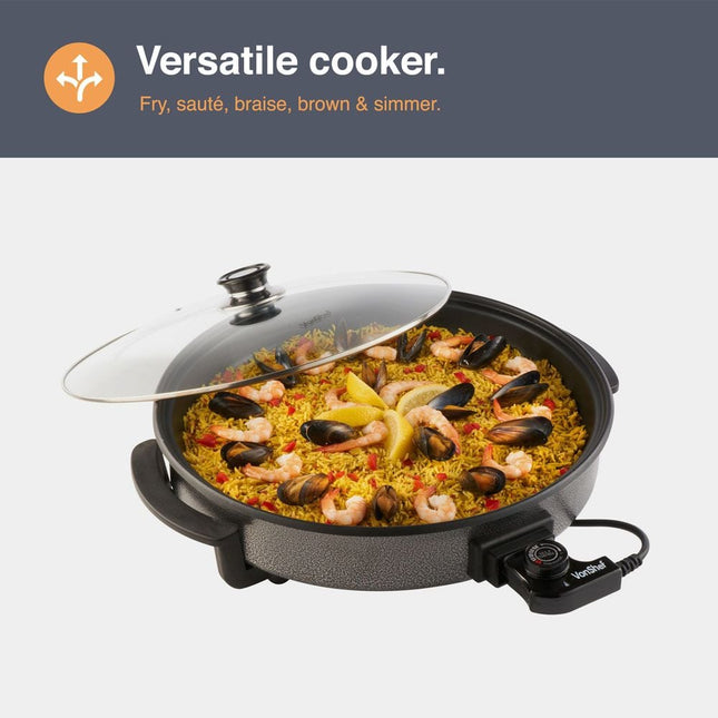 VonShef Electric Round Multi Cooker – 42cm Non-Stick Skillet – 1500W