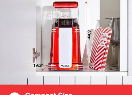 VonShef Retro Popcorn Maker – 1200W Popcorn Machine, 6 Cinema-Style Boxes