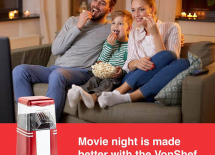 VonShef Retro Popcorn Maker – 1200W Popcorn Machine, 6 Cinema-Style Boxes