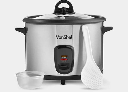 VonShef 1.8L Rice Cooker & Steamer, with Keep Warm Function 700W  – Silver
