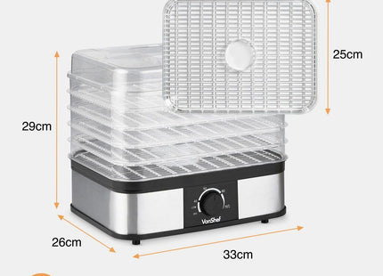 VonShef 5 Tier Food Dehydrator – Adjustable Control for Fruits, Meats, Herbs