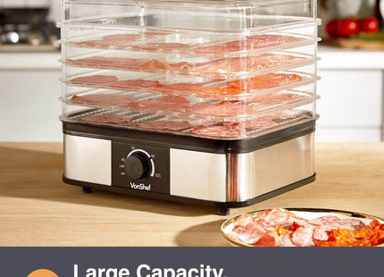 VonShef 5 Tier Food Dehydrator – Adjustable Control for Fruits, Meats, Herbs