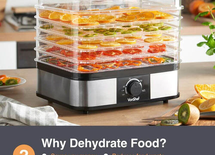 VonShef 5 Tier Food Dehydrator – Adjustable Control for Fruits, Meats, Herbs