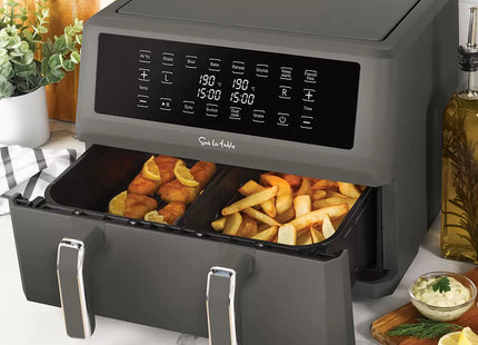 Sur La Table Digital Dual Basket Air Fryer 10.5L – Grey (Used, Fully Tested)