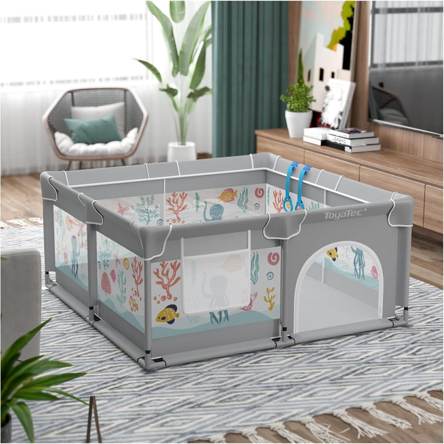 ToyaTec Large Playpen for Babies and Toddlers - Grey