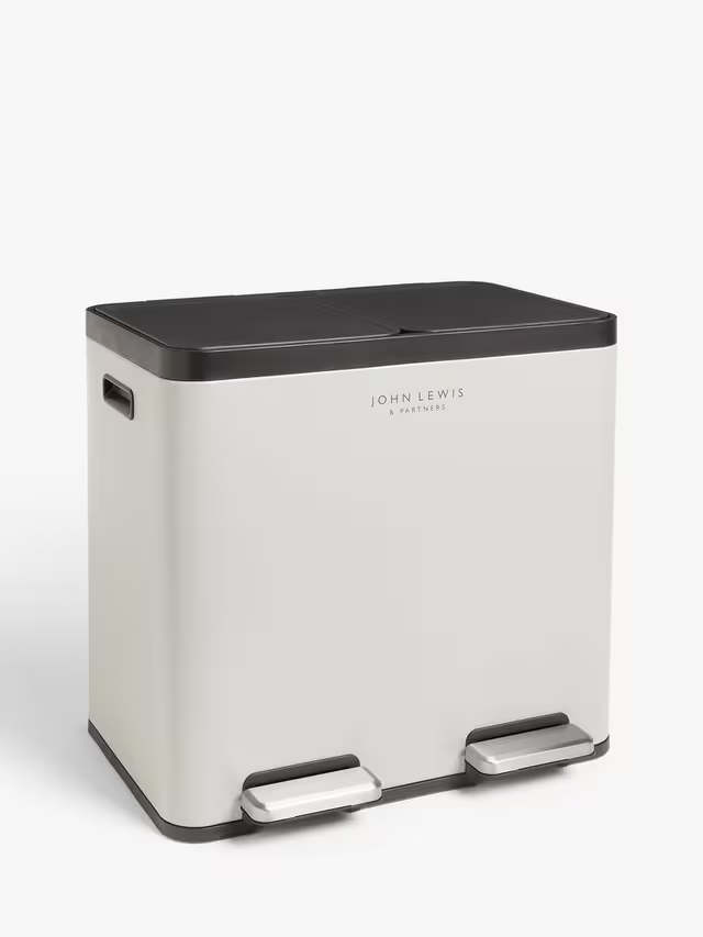 John Lewis 2 Section Recycling Bin with Handles – 40L Dual Compartment