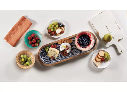 Mesa Wooden Bowl and Tray Set – 4 Piece Mango Wood Serving Set, 3 Bowls + 1 Tray