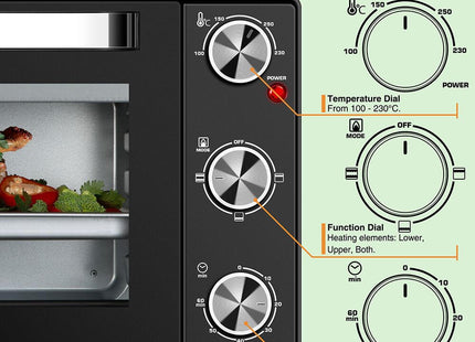 VonShef Mini Oven & Grill 25L – 1400W Tabletop Electric Cooker with Timer