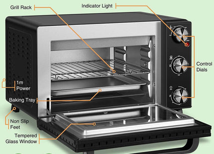 VonShef Mini Oven & Grill 25L – 1400W Tabletop Electric Cooker with Timer