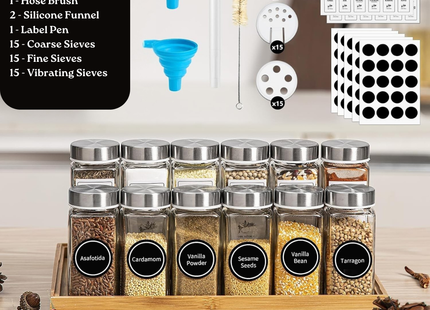 Xsiuyue 25 Pack Square Spice Jars Set – 4oz Glass Spice Bottles