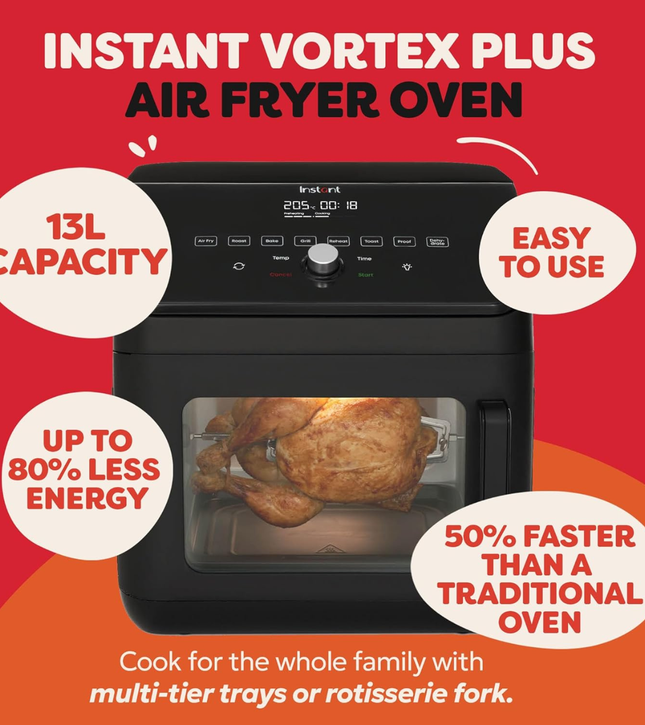 Instant Vortex Plus 13L 9-in-1 Air Fryer Oven Black - 1700W Power - Used