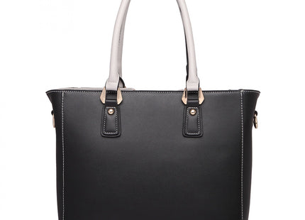 Miss Lulu Leather Look V-Shape Shoulder Handbag – Grey with Gold Accents