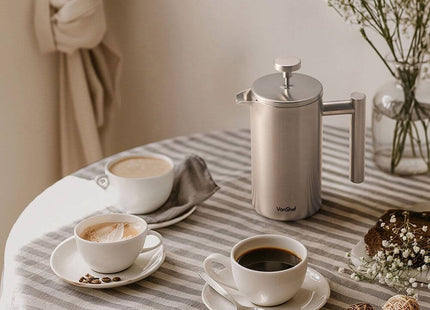 VonShef 3 Cup Cafetiere with Spoon – 350ml French Press Coffee Maker