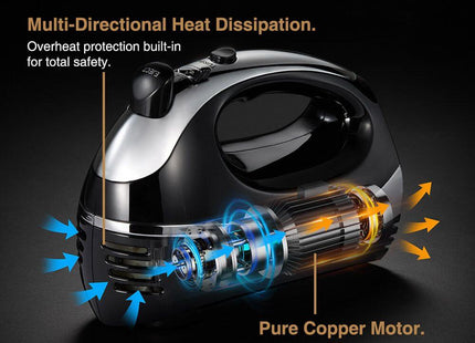 VonShef 300W Electric Hand Mixer, with Turbo Boost, Eject Button– Black