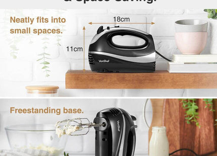 VonShef 300W Electric Hand Mixer, with Turbo Boost, Eject Button– Black