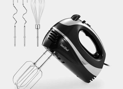 VonShef 300W Electric Hand Mixer, with Turbo Boost, Eject Button– Black