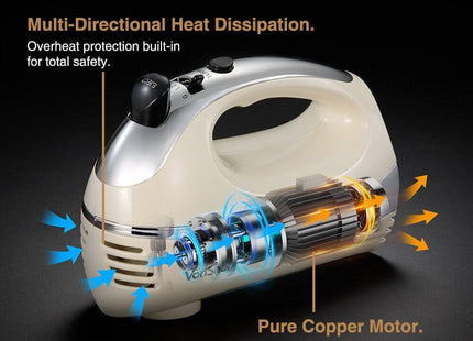 VonShef 300W Electric Hand Mixer, with Turbo Boost, Eject Button – Cream