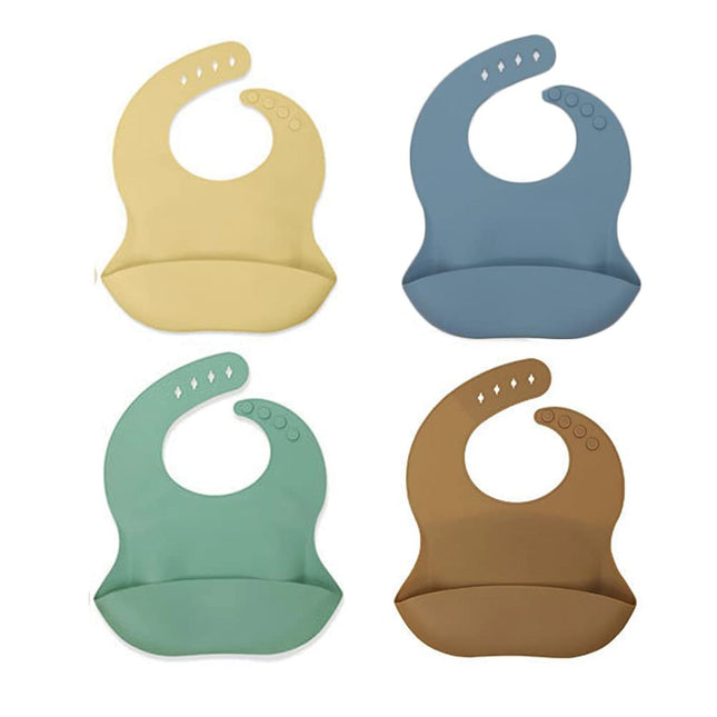 XM-Amigo Silicone Baby Bibs – Set of 4 (Soft, Adjustable)